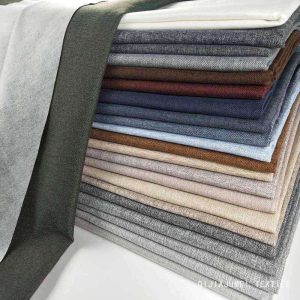 1USD 180GSM SGS Report Cheap solid polyester linen furniture recliner upholstery fabric