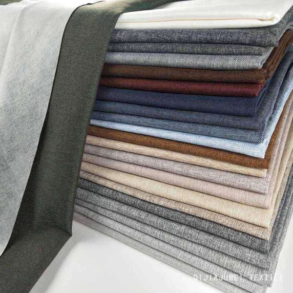1USD 180GSM SGS Report Cheap solid polyester linen furniture recliner upholstery fabric