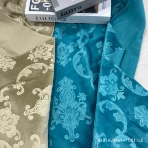 380 GSM Stock Botanical Window Hotel Velvet Curtain Textile